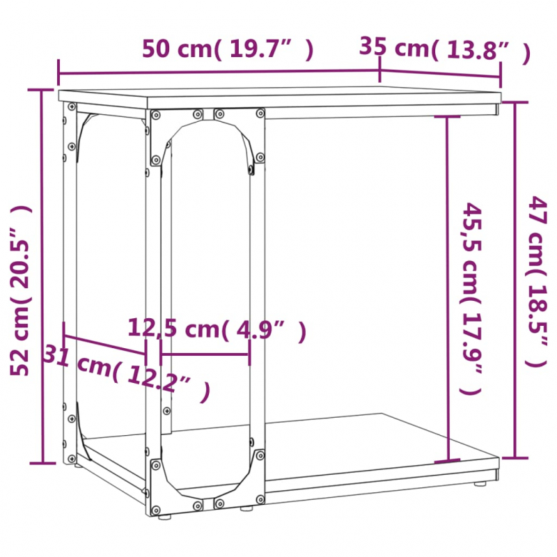 Beistelltisch Braun Eichen-Optik 50x35x52 cm Holzwerkstoff