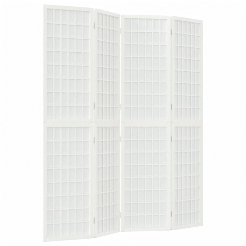 4-tlg. Paravent Japanischer Stil Faltbar 160x170 cm Weiß