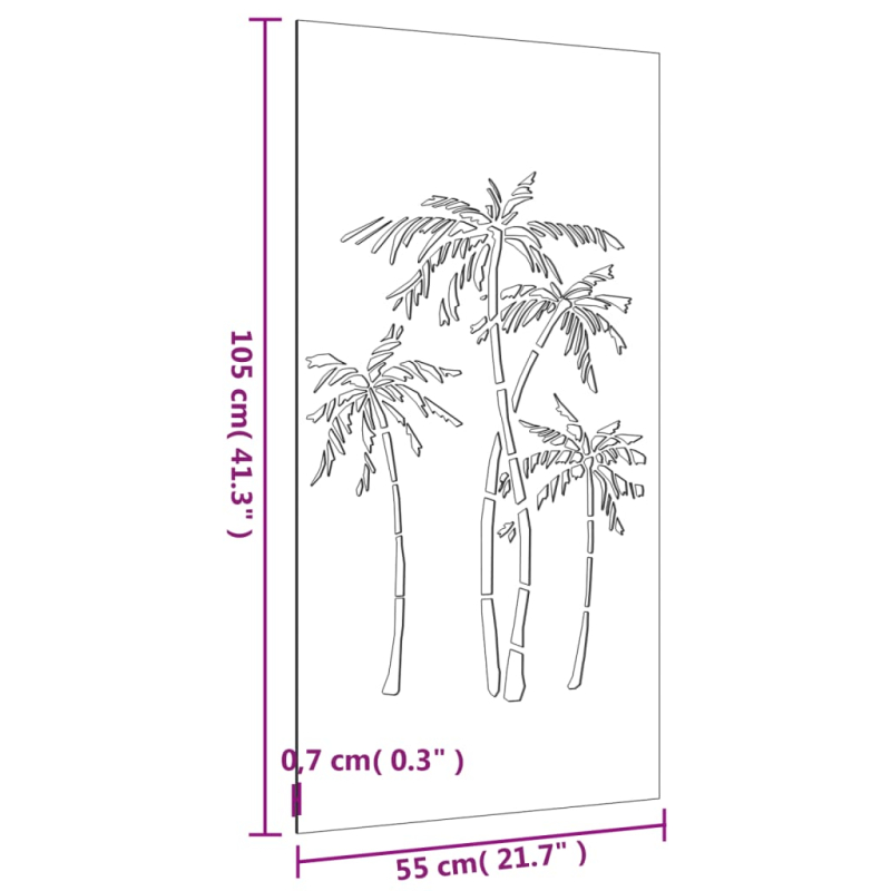 Garten-Wanddeko 105x55 cm Cortenstahl Palmen-Design