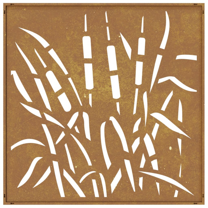 Garten-Wanddeko 55x55 cm Cortenstahl Gras-Design