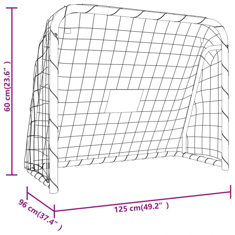 Fußballtor mit Netz Weiß 125x96x60 cm Stahl & Polyester