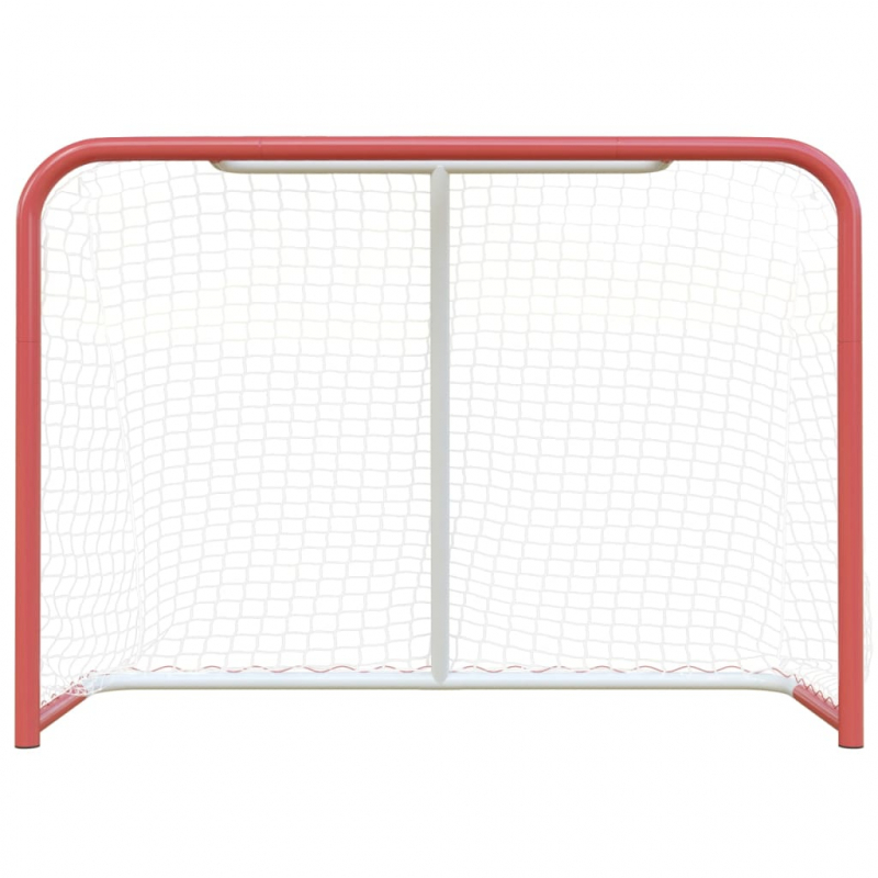 Hockeytor mit Netz Rot & Weiß 153x60x118 cm Stahl & Polyester