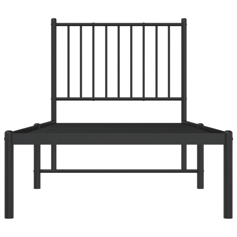 Bettgestell mit Kopfteil Metall Schwarz 75x190 cm