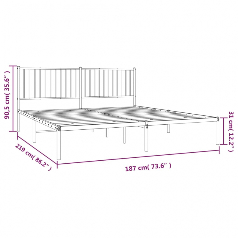 Bettgestell mit Kopfteil Metall Schwarz 183x213 cm