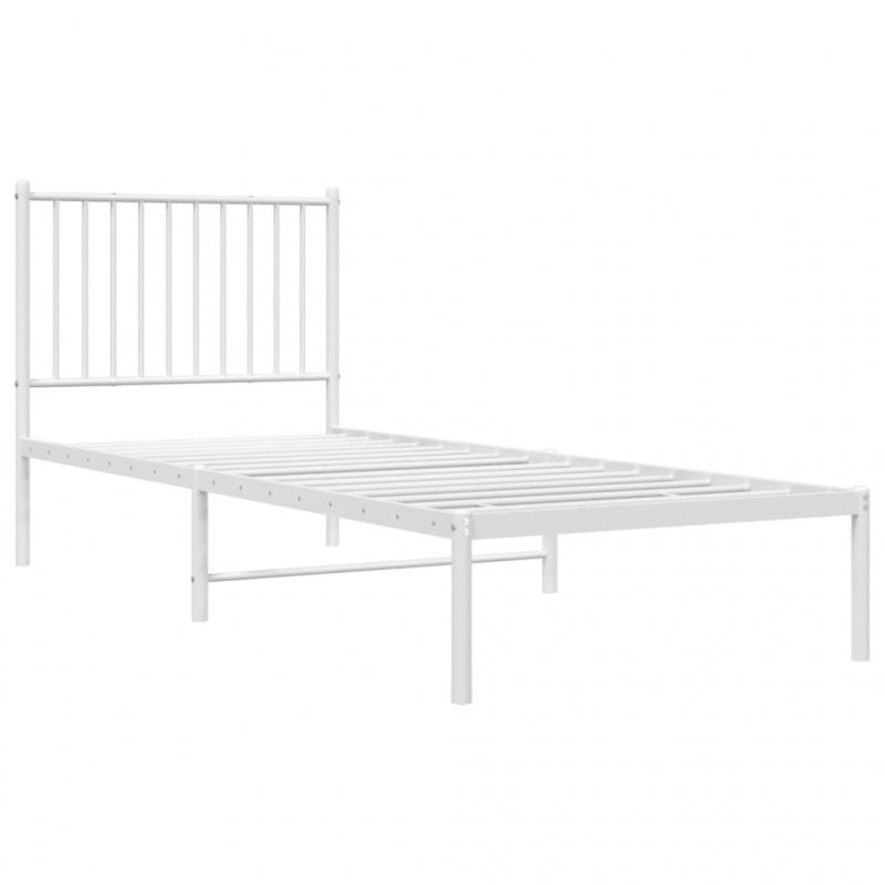 Bettgestell mit Kopfteil Metall Weiß 80x200 cm