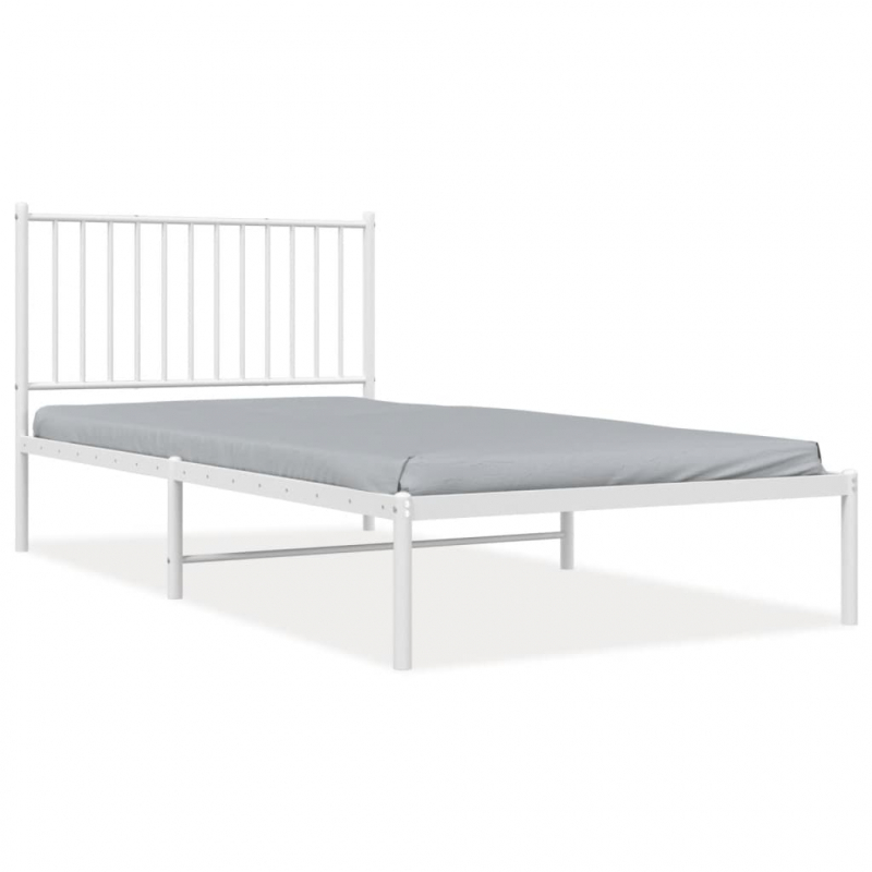 Bettgestell mit Kopfteil Metall Weiß 100x200 cm