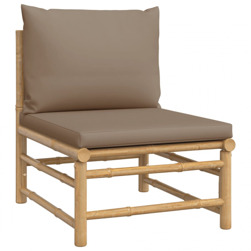 3-tlg. Garten-Lounge-Set mit Taupe Kissen Bambus