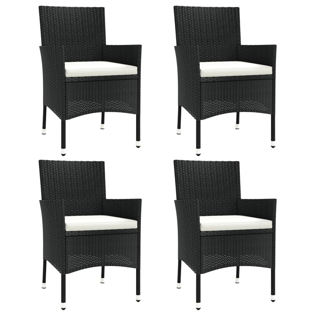 Gartenstühle mit Kissen 4 Stk. Schwarz Poly Rattan (nur UK/IE/FI/NO)