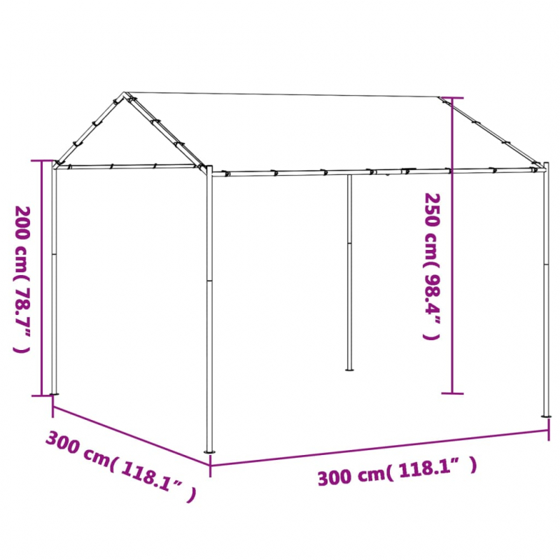 Gartenpavillon Anthrazit 3x3 m Stahl und Stoff