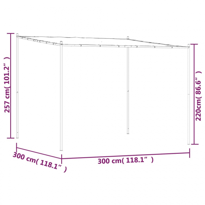 Pavillon Weiß 3x3 m 180 g/m² Stoff und Stahl