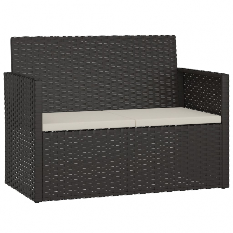 Gartenbank mit Kissen Schwarz 105 cm Poly Rattan