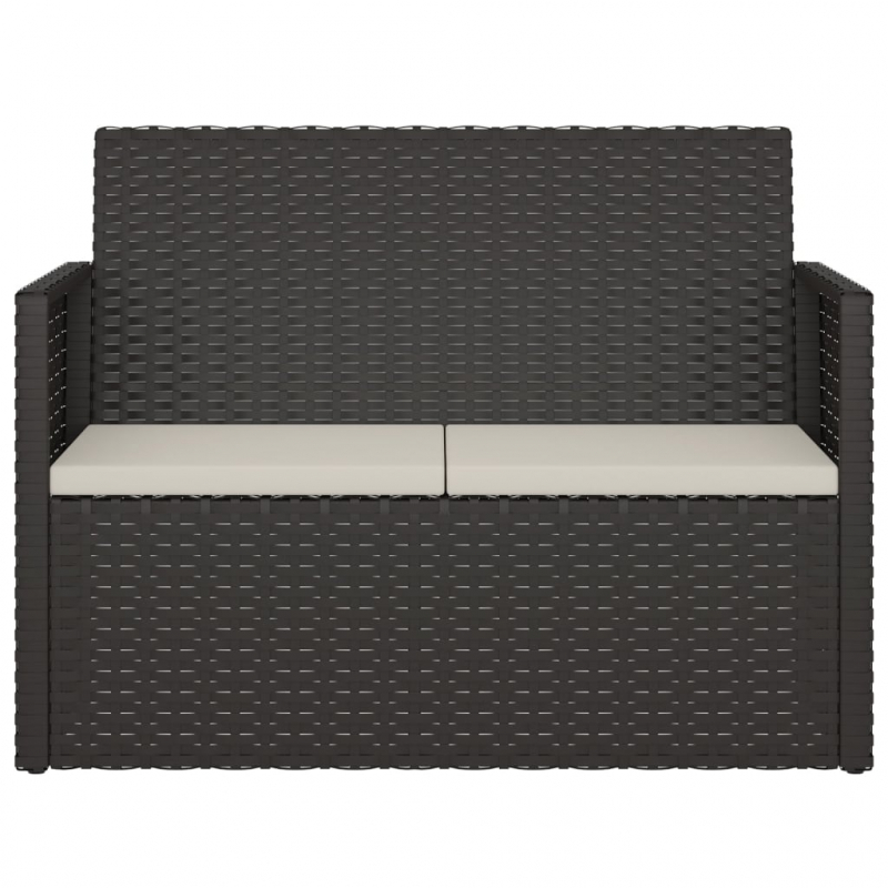 Gartenbank mit Kissen Schwarz 105 cm Poly Rattan