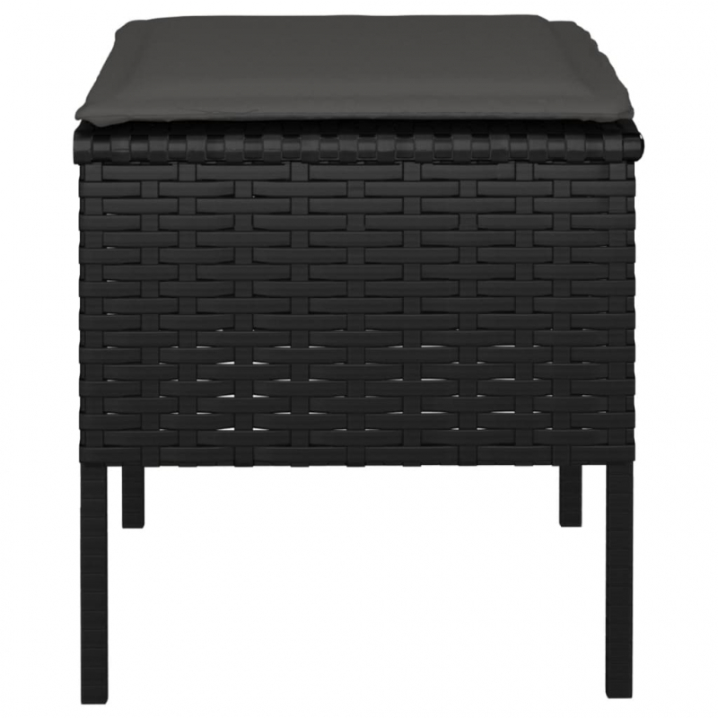 Gartenhocker mit Kissen 4 Stk. Schwarz Poly Rattan