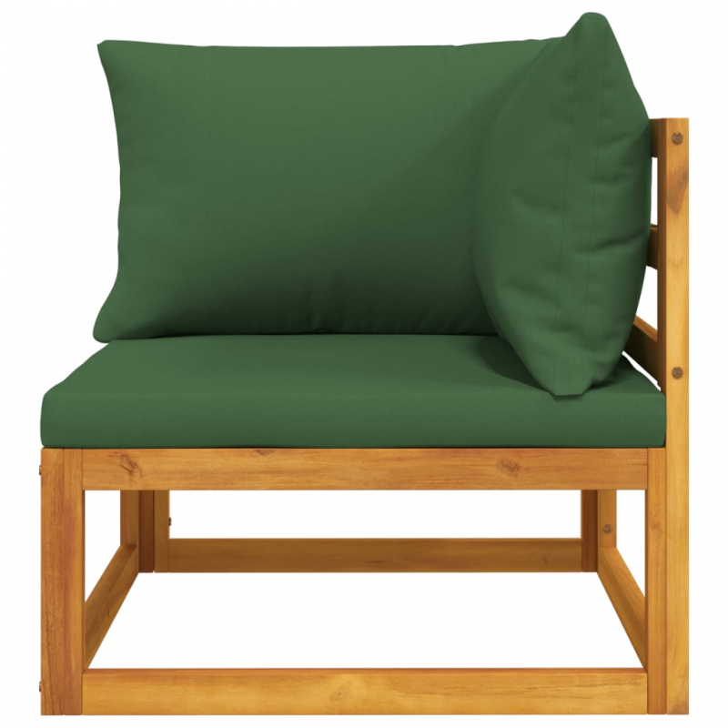 Modular-Ecksofa mit Grünen Kissen Massivholz Akazie