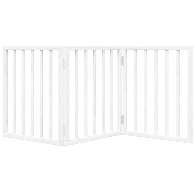 3-tlg. Hundetor Faltbar Weiß 150 cm Pappelholz