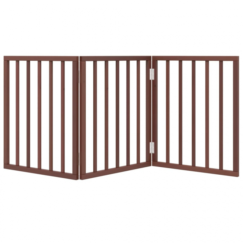 3-tlg. Hundetor Faltbar Braun 150 cm Pappelholz
