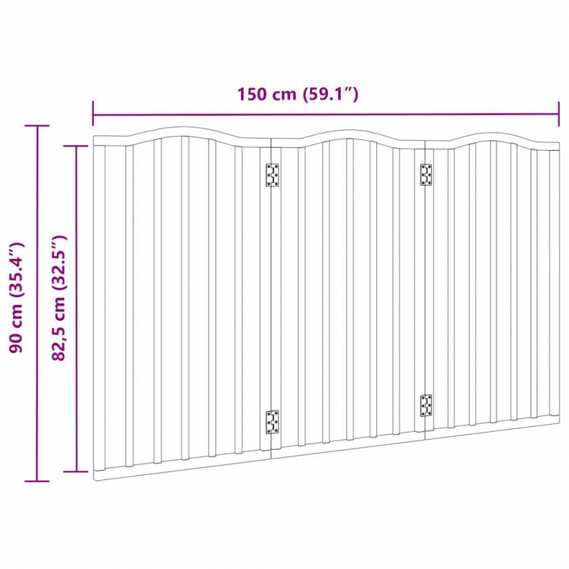 3-tlg. Hundetor Faltbar 150 cm Pappelholz