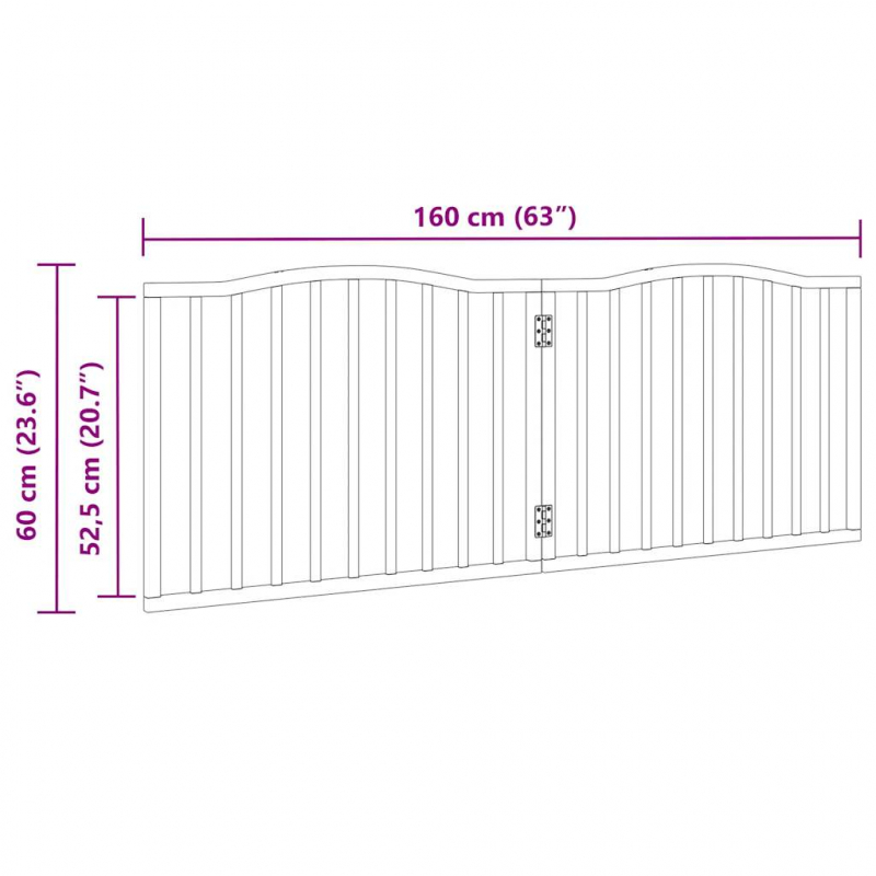 2-tlg. Hundetor Faltbar Schwarz 160 cm Pappelholz