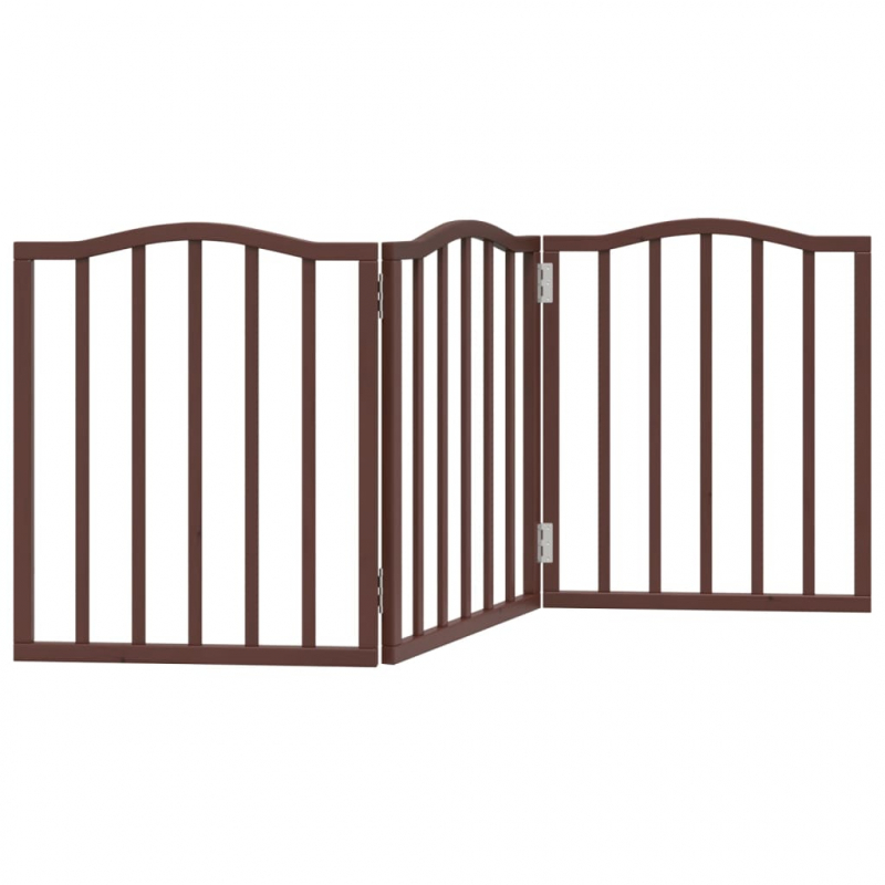 3-tlg. Hundetor Faltbar Braun Eiche-Optik 150 cm Pappelholz