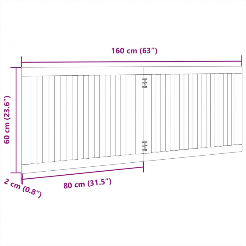 2-tlg. Hundetor Faltbar Weiß 160 cm Pappelholz