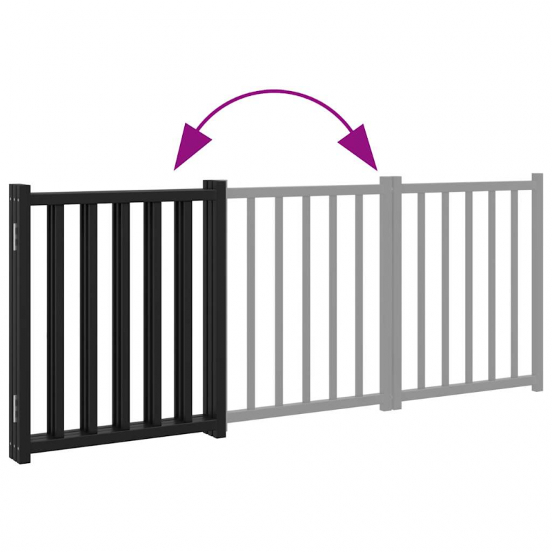 3-tlg. Hundetor Faltbar Schwarz 150 cm Massivholz Tanne