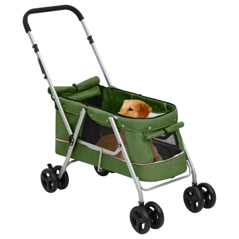 Hundewagen Faltbar Grün 100x49x96 cm Leinenstoff