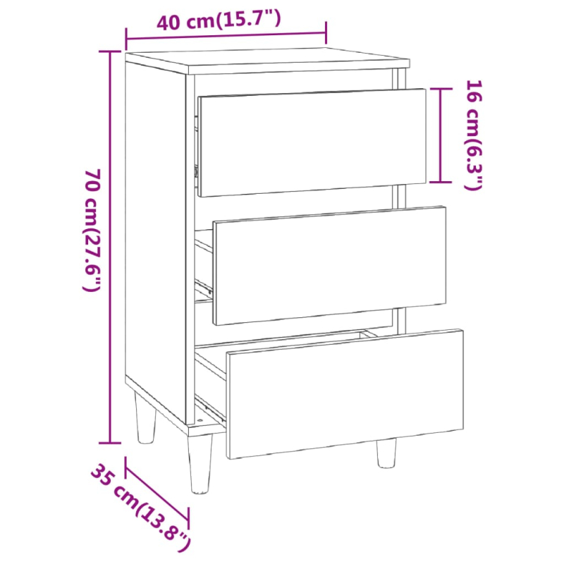 Nachttisch Grau Sonoma 40x35x70 cm Holzwerkstoff