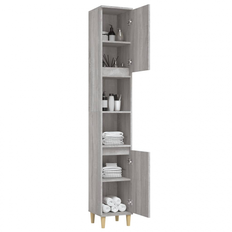 Badschrank Grau Sonoma 30x30x190 cm Holzwerkstoff