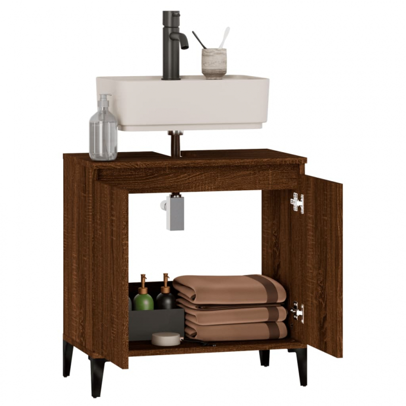 Waschbeckenunterschrank Braun Eichen-Optik 58x33x60 cm