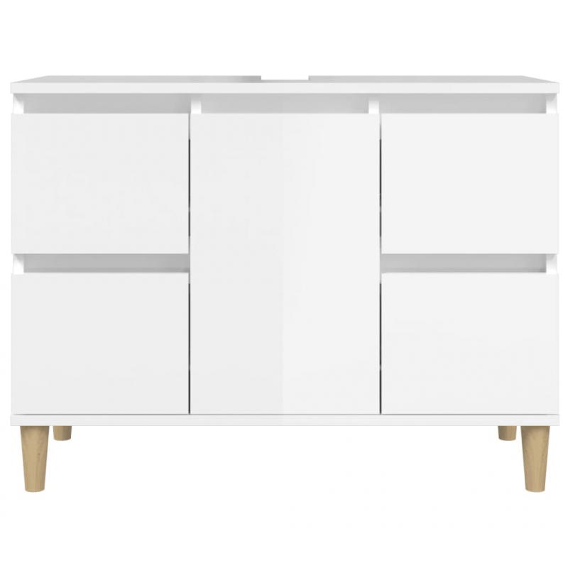 Waschbeckenunterschrank Hochglanz-Weiß 80x33x60cm Holzwerkstoff