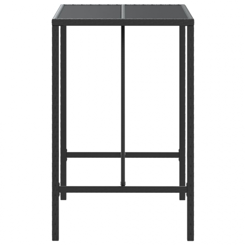 Bartisch mit Glasplatte Schwarz 70x70x110 cm Poly Rattan