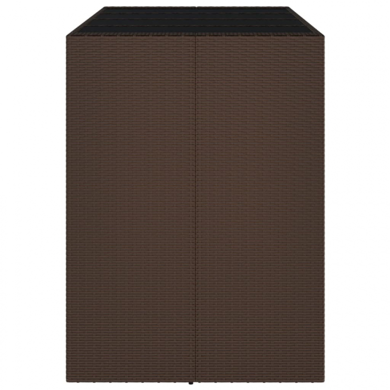 Bartisch mit Glasplatte Braun 145x80x110 cm Poly Rattan