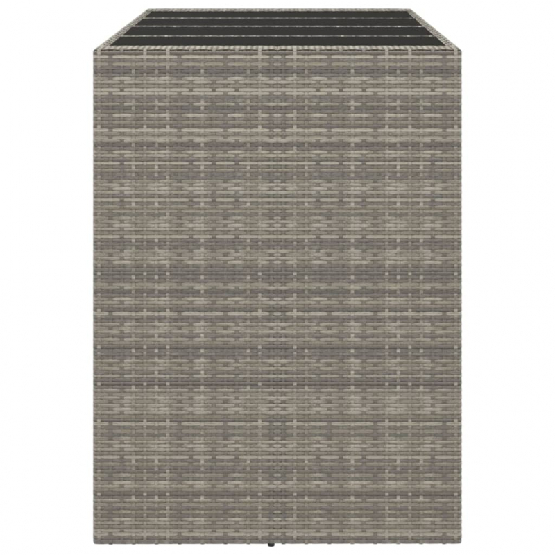 Bartisch mit Glasplatte Grau 145x80x110 cm Poly Rattan