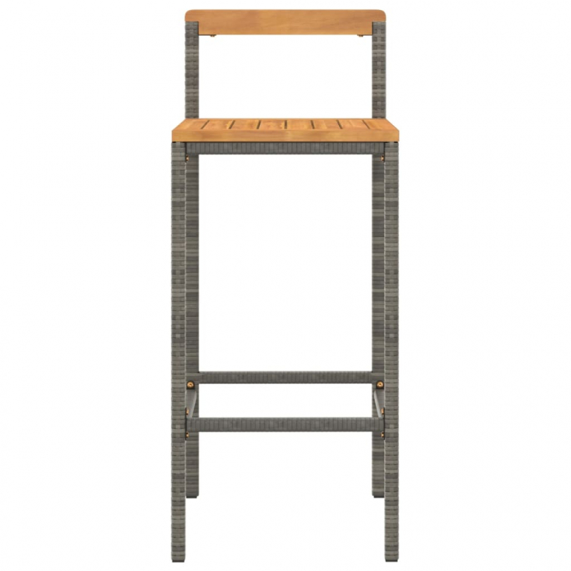 Barhocker 4 Stk. Grau Poly Rattan und Massivholz Akazie