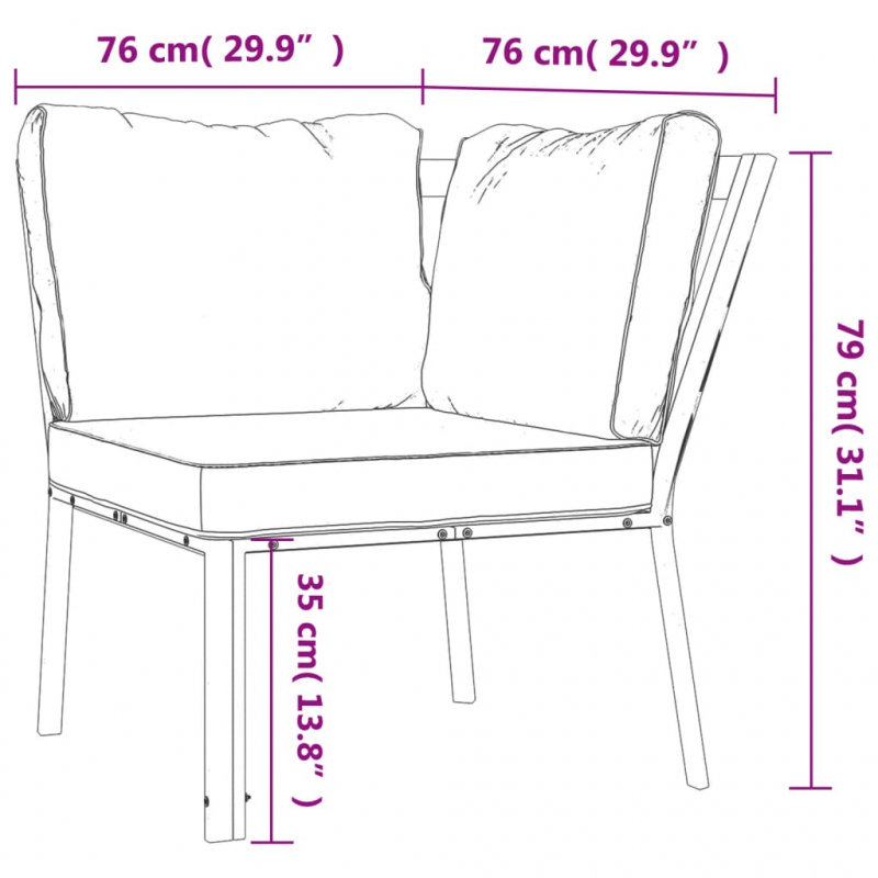 Gartenstuhl mit Grauen Kissen 76x76x79 cm Stahl