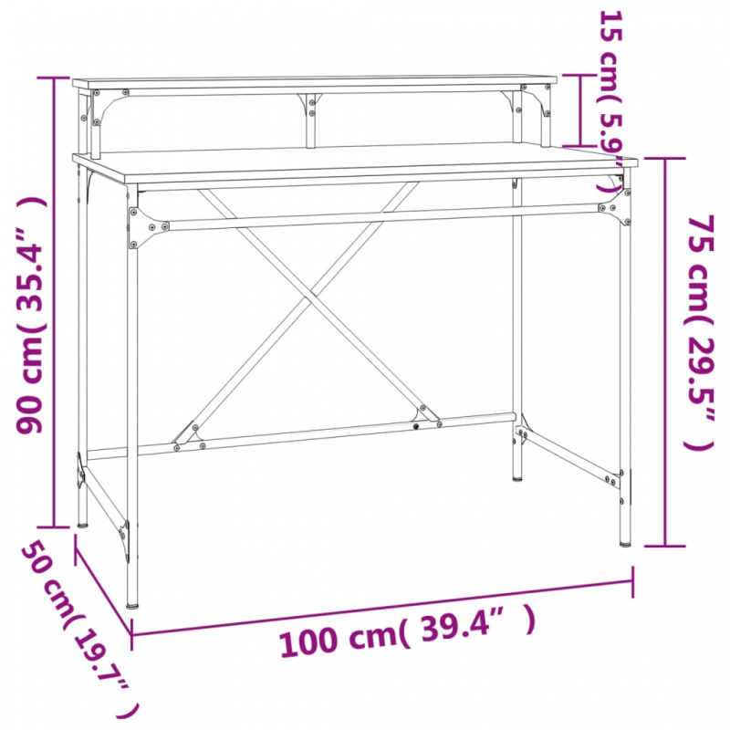 Schreibtisch Schwarz 100x50x90 cm Holzwerkstoff und Eisen