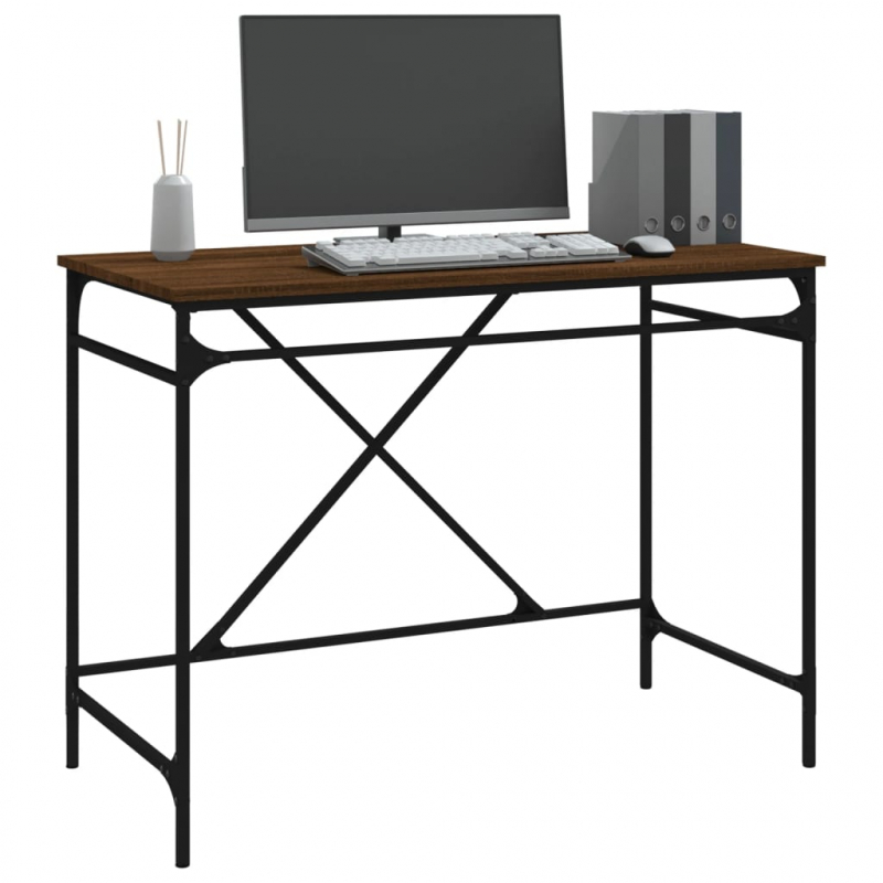 Schreibtisch Braun Eichen-Optik 100x50x75cm Holzwerkstoff Eisen