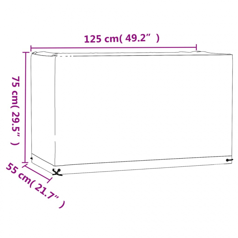 Gartenmöbel-Abdeckungen 2 Stk. 8 Ösen 125x55x75 cm Rechteckig