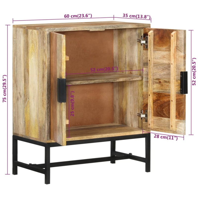 Sideboard 60x35x75 cm Massivholz Mango