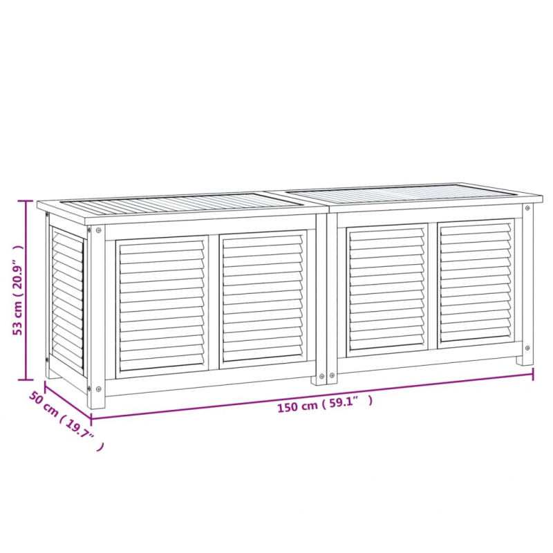Gartenbox mit Beutel 150x50x55 cm Massivholz Teak