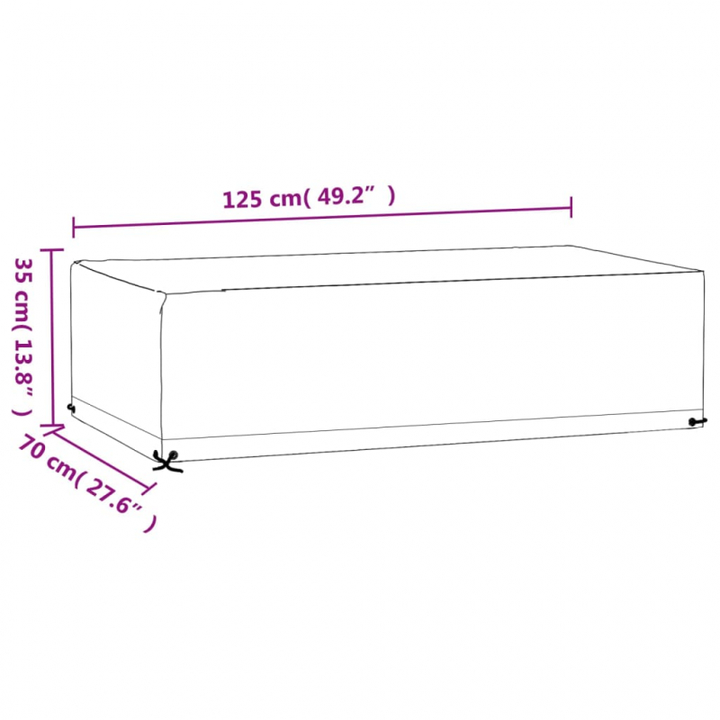 Gartenmöbel-Abdeckung 8 Ösen 125x70x35 cm Rechteckig