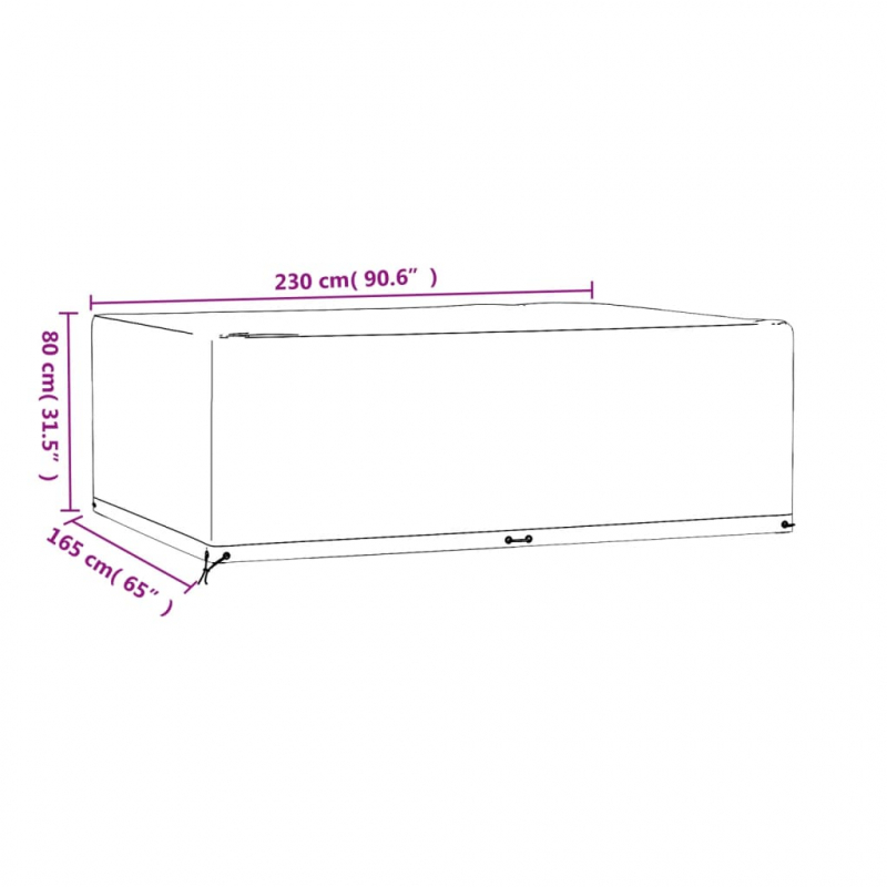 Gartenmöbel-Abdeckung 12 Ösen 230x165x80 cm Rechteckig