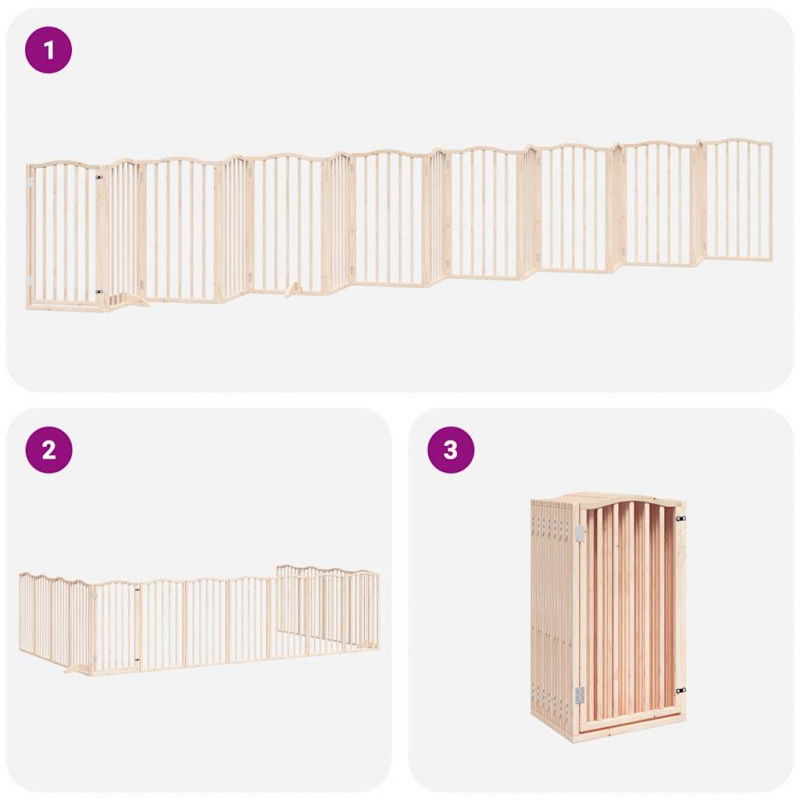 15-tlg. Hundetor mit Tür Faltbar 750 cm Pappelholz