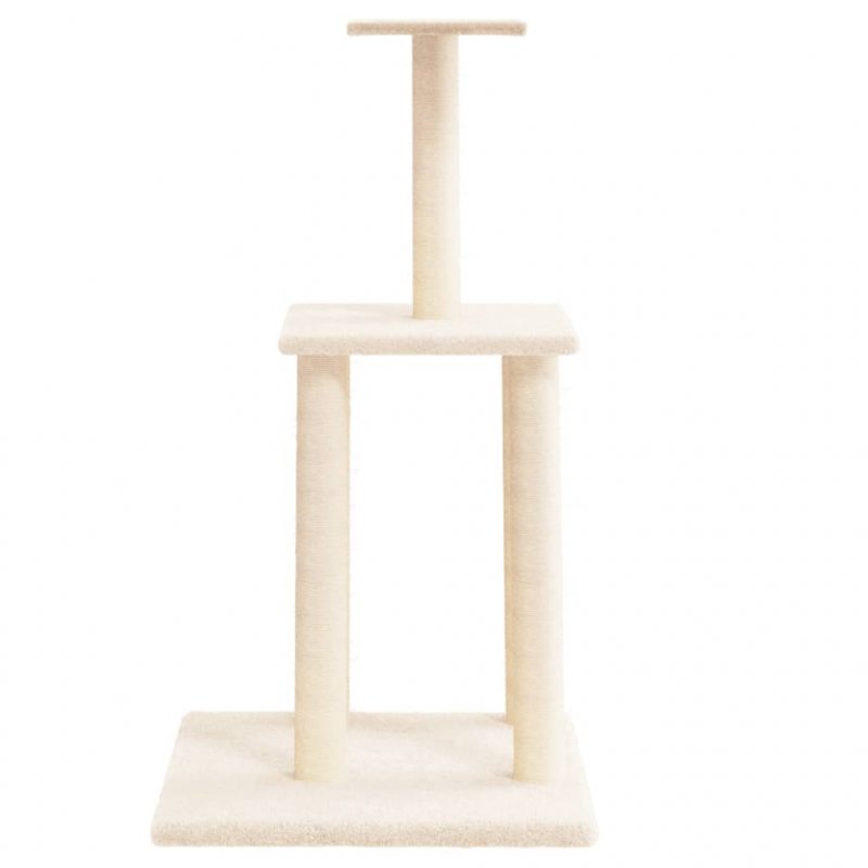 Kratzbaum mit Sisal-Kratzsäulen Creme 85,5 cm