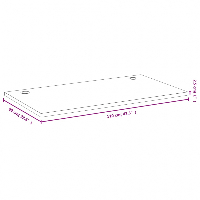 Schreibtischplatte 110x60x2,5 cm Bambus