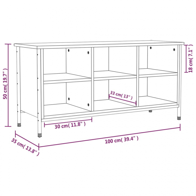 Schuhregal Grau Sonoma 100x35x50 cm Holzwerkstoff