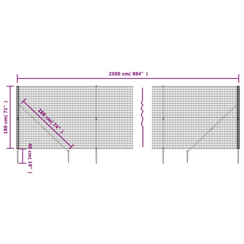 Maschendrahtzaun mit Bodenhülsen Grün 1,8x25 m