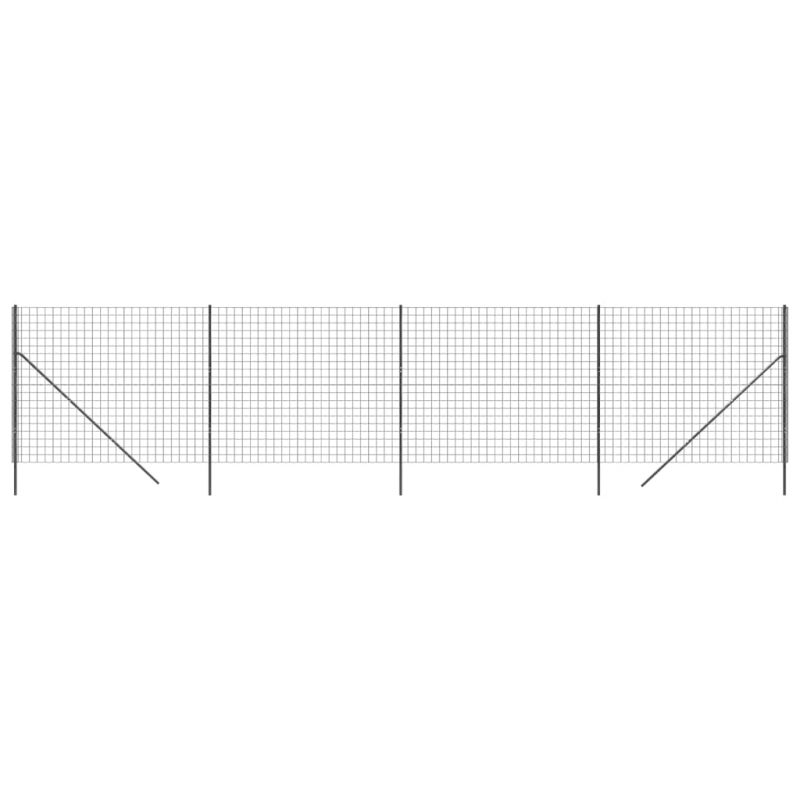 Maschendrahtzaun Anthrazit 2x10 m Verzinkter Stahl