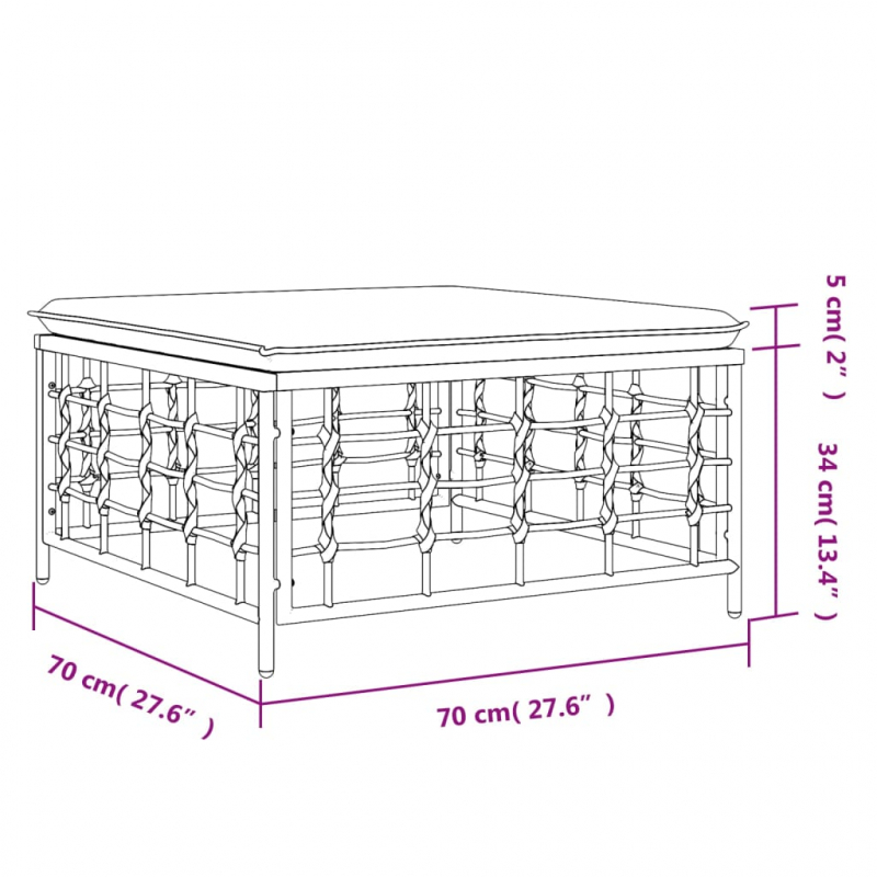 Gartenhocker mit Dunkelgrauem Kissen Poly Rattan