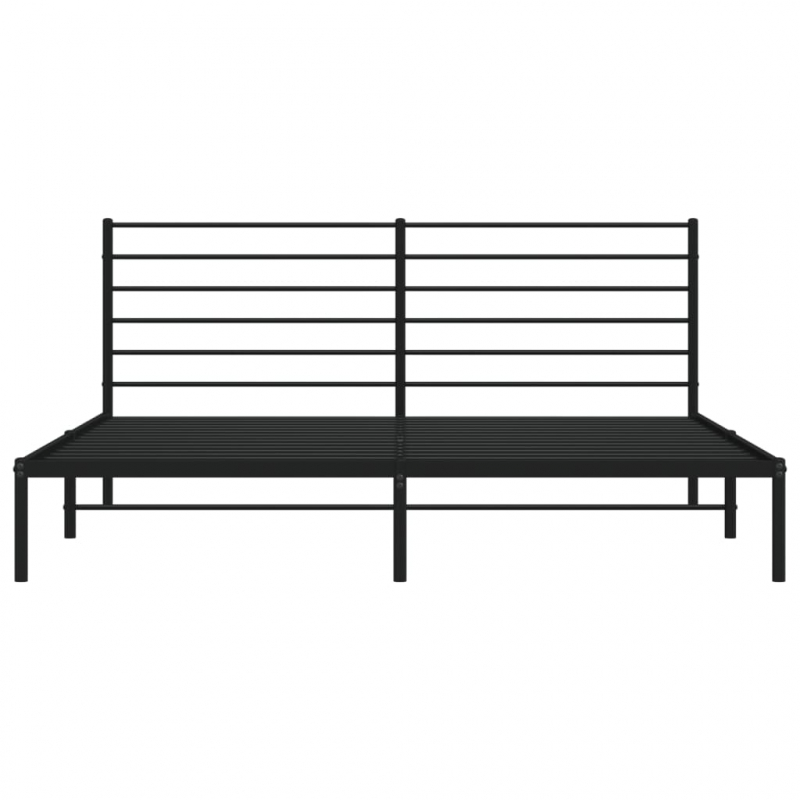 Bettgestell mit Kopfteil Metall Schwarz 193x203 cm